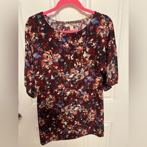 Forever 21 Abstract Print Blouse - Red, Blue, White
